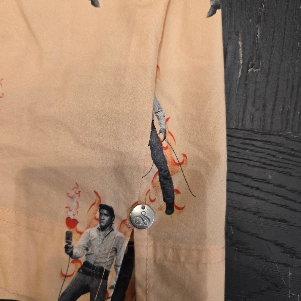 Scotch & Soda Elvis Presley Flame Print Button Down Shirt Peach Mens Small S - Picture 5 of 7